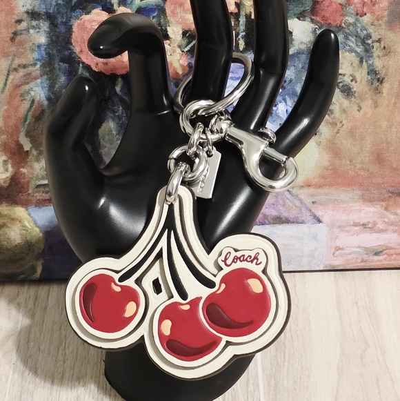 Coach Cherry Bag Charm Keychain Cherries Fob CZ092 Like New - Picture 5 of 14